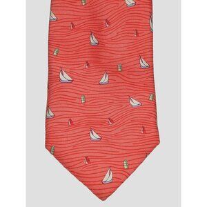 VINEYARD VINES Marthas Vineyard Mens Silk Neck Tie Sailboat Waves Peach